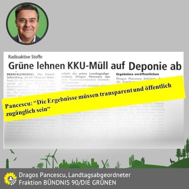 PM - Grüne lehnen KKU-Müll auf Deponie ab