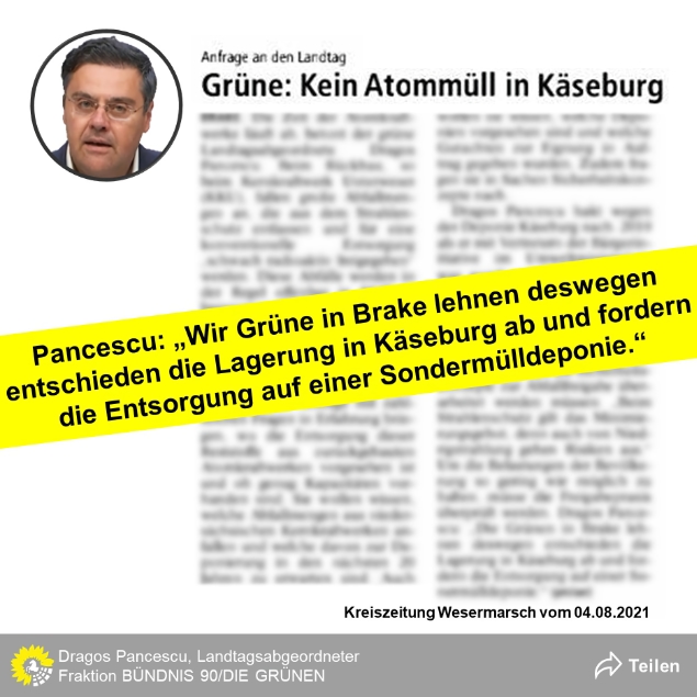 PM - Grüne: Kein Atommüll in Käseburg