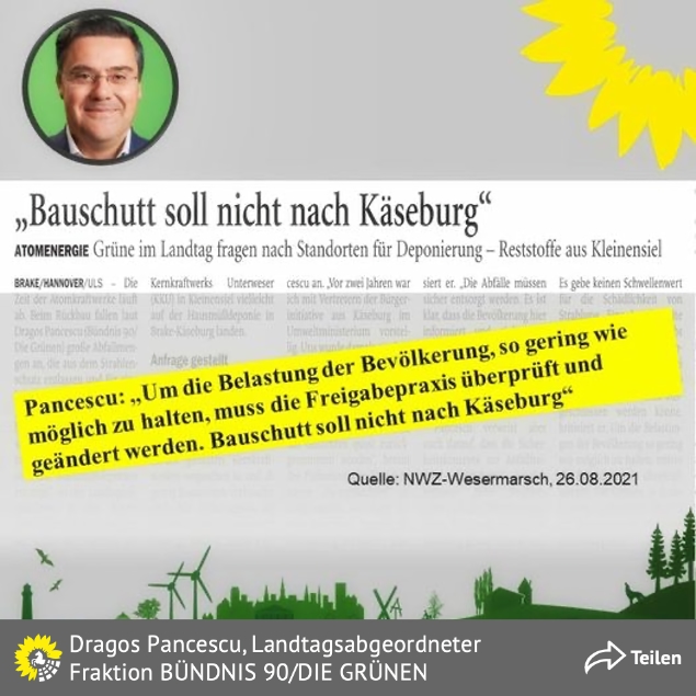 PM - Bauschutt soll nicht nach Käseburg
