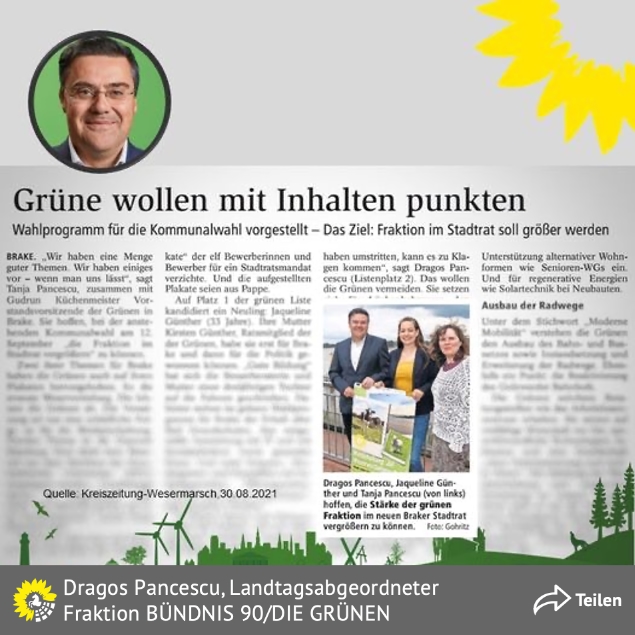 PM - Grüne wollen mit Inhalten punkten